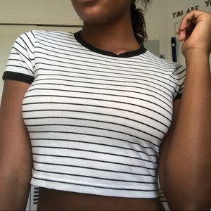 Striped black and white crop top